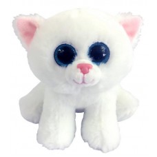 Котенок белый с голубыми глазками, 15 см