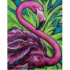 CKC007/Розовый фламинго - Картина со стразами
