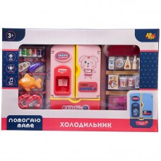 Игрушечная техника ABtoys Помогаю Маме Холодильник с продуктами на батарейках розовый