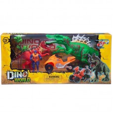 Игровой набор Junfa "Мир динозавров" (2 больших динозавра, мотоцикл, фигурка человека, акссесуары)