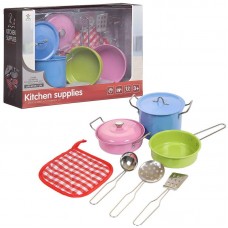 Игровой набор Junfa Посуда металлическая (разноцветная), в наборе 9 предметов
