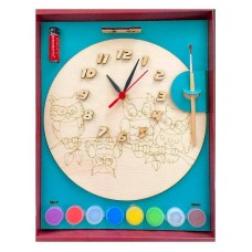 Часы с циферблатом под роспись "Совы" с красками (ТД Бэмби, ДНИ7816)