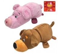 Игрушка-Вывернушка 2в1 35 см., плюш, символы года, Собака-Свинья,бирка символы,пакет