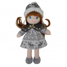 Кукла мягконабивная, в серой шапочке и фетровом платье, 36 см, в открытой коробке