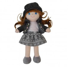 Кукла мягконабивная, в серой шапочке и фетровом костюме, 36 см, в открытой коробке