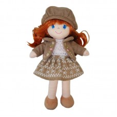 Кукла мягконабивная, в коричневом беретте и фетровом костюме, 36 см, в открытой коробке