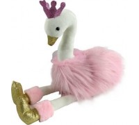 Лебедь розовый с золотыми лапками и клювом, 25 см.