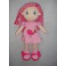 Кукла, с розовыми волосами в розовом платье, мягконабивная, 20 см