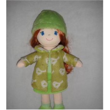 Кукла, рыжая в зелёном пальто, мягконабивная, 36 см