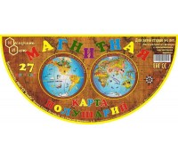 Магнитная карта полушарий (дерево) 2 сторонняя, 27 деталей