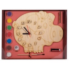 Часы с циферблатом под роспись Символ года 2019 "Поросёнок" с красками