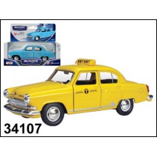 Машинка металлическая ГАЗ-21 ВОЛГА желтое такси 1:43 (AUTOTIME, 34107W-RUS)