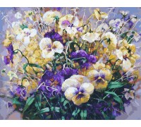 Раскраски по номерам. Картина Ноктюрн Анютины глазки, 40*50 см