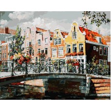 Раскраски по номерам. Амстердам. Мост через канал 40x50 см