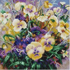 Картина мозаичная на подрамнике Ноктюрн Анютины глазки 30x30 см