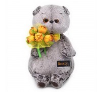 Басик с букетом оранжевых пионов, 19 см