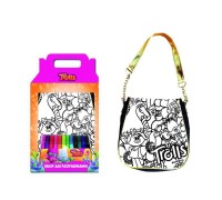 Набор для творчества. Раскрась сумку "Тролли": сумка 27*24*3 см,фломастеры 12 цветов.