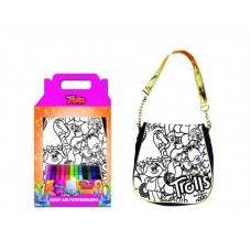 Набор для творчества. Раскрась сумку "Тролли": сумка 27*24*3 см,фломастеры 12 цветов.