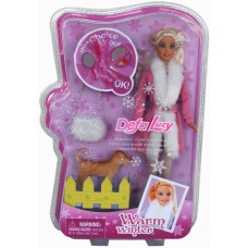Кукла Defa в шубке, с собачкой, пластик. кор, 29см. (DEFA, 8125d)