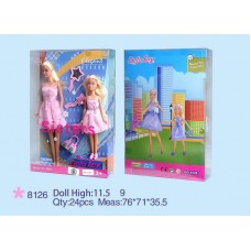 Куклы,2 шт в наборе: сестрички, в наборе с расческой и зеркалом (DEFA, 8126d)