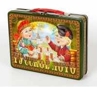 Лото деревянное. Русское лото в жестяном чемоданчике. Посиделки