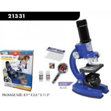 Набор для опытов с микроскопом и аксессуарами, 33 предмета, синий, пластмасса