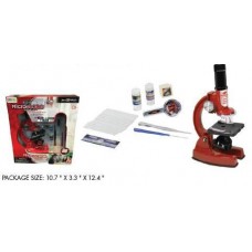 Набор для опытов с микроскопом и аксессуарами, 36 предметов, красный, пластмасса