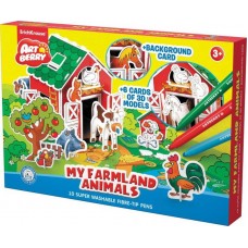 Набор игровой 3D пазл для раскрашивания Мои животные фермы (Artberry My Farmland Animals): 10 фломастеров + 6 карточек с фигурками для сборки + игров