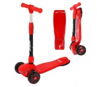 Самокат Moby Kids Truck складной с подсветкой красный, широкая дека и колесо 120*40 мм PU