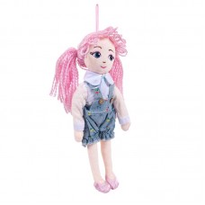 Кукла, с розовыми волосами в шортах, мягконабивная, 35 см