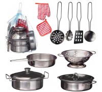 Игровой набор ABtoys Помогаю Маме Посуда металлическая для кухни, 12 предметов