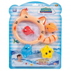 Набор игрушек для ванной ABtoys Веселое купание Сачок и 4 фигурки