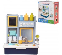 Игровой центр ABtoys Помогаю Маме Доброе утро: раковина на батарейках, зеркало, игровые предметы, синий
