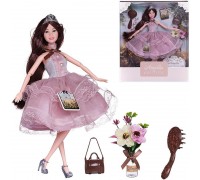 Кукла ABtoys "Летний вечер" с диадемой в платье с ажурной двухслойной юбкой, темные волосы 30см