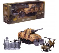 Игровой набор Abtoys Боевая сила Военная техника: танк, вертолет, баррикада, 2 фигурки солдат