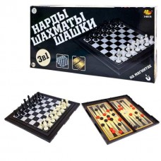 Настольная игра ABtoys Академия Игр Шахматы, шашки, нарды магнитные, 3в1, в коробке