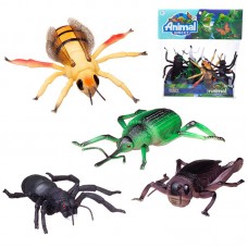 Игровой набор Junfa "Насекомые" (муравей, жук трубковерт, жук-носорог, пчела), длина фигурки 20см