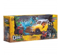 Игровой набор Junfa "Мир динозавров" (большой динозавр, джип-сафари, фигурка человека, акссесуары)