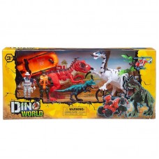 Игровой набор Junfa "Мир динозавров" (2 больших динозавра, маленький динозавр, 2 фигурки человека, лодка, акссесуары)