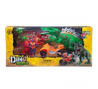Игровой набор Junfa "Мир динозавров" (2 больших динозавра, мотоцикл, фигурка человека, акссесуары)