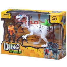 Игровой набор Junfa "Мир динозавров" (большой белый динозавр, фигурка человека, акссесуары)
