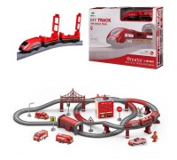 Железная дорога Junfa с ландшафтным дизайном "Пожарная станция", не менее 92 деталей