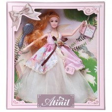 Кукла Junfa Atinil Весенняя свежесть в длинном платье (розовый с цветами верх и белоснежный воздушных низ) с расческой, 28см