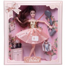 Кукла Junfa Atinil Мой розовый мир в платье со звездочками на юбке, 28см, шатенка