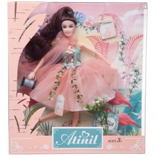 Кукла Junfa Atinil Летний день в платье с пайетками, в наборе с аксессуарами, 28см, шатенка