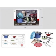 Игровой набор Junfa Посуда металлическая (разноцветная), в наборе 11 предметов