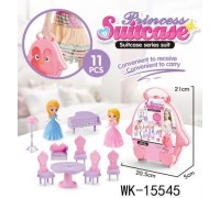 Игровой набор Junfa "Розовый совенок" Чемоданчик с 2 куколками и мебелью, 20,5х5х21см
