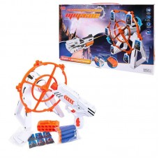 Бластер с тиром "Галактические оружие" (набор бластер с мягкими пулями и установка для мишеней), свет, звук, в коробке, 42х26,5х9см