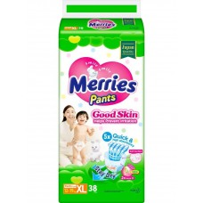 Трусики-подгузники Merries Good Skin для детей размер XL 12-19 кг, 38 шт