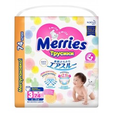Трусики-подгузники Merries для детей размер M 6-11 кг, 74 шт